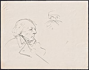 Portrait eines Mannes / Portrait of a man - Karikatur caricature / Zeichnung drawing dessin
