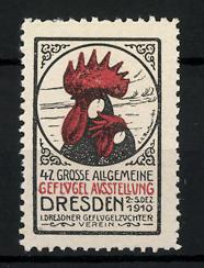 Bild des Verkufers fr Reklamemarke Dresden, 47. Grosse Allgemeine Geflgel-Ausstellung 1910, Hahn mit Henne zum Verkauf von Bartko-Reher