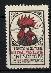 Bild des Verkufers fr Reklamemarke Dresden, 47. Grosse Allgemeine Geflgel-Ausstellung 1910, Hahn mit Henne zum Verkauf von Bartko-Reher