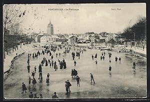 Carte postale Pontarlier, Le Patinage