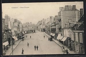 Carte postale Vierzon, Place d`Armes, Cafe