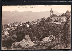 Carte postale Zonza, vue générale avec l'Église