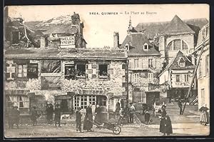 Carte postale Quimper, La place au Beurre