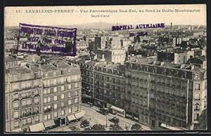 Carte postale Levallois-Perret, Vue Panoramique Sud-Est, au fond la Butte-Montmartre, Sacré-Coeur