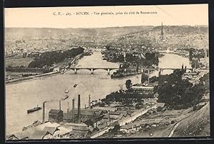 Carte postale Rouen, Vue générale, prise du côté de Bonsecours