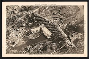 Carte postale Vezins, Barrage et Usines, Vue aval