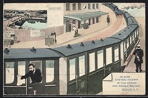 Carte postale Chateau-Thierry, Mann verabschiedet sich aus dem Zugfenster heraus
