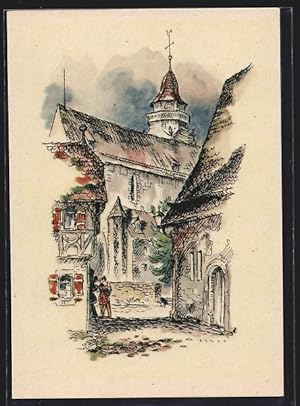 Image du vendeur pour Knstler-Ansichtskarte Leonberg / Wrtt., Blick auf die Kirche mis en vente par Bartko-Reher