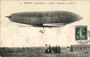 Ansichtskarte / Postkarte Aerostation, der Republique-Ballon im vollen Flug