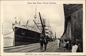 Seller image for Ansichtskarte / Postkarte Santos Brasilien, Dampfer Avon, Royal Mail Lines for sale by akpool GmbH