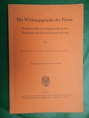 Imagen del vendedor de Die Wirkungsgesetze der Presse (von 1941) a la venta por Buchantiquariat Uwe Sticht, Einzelunter.