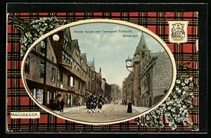 Postcard Edinburgh, Huntly House and Canongate Tollbooth, Wappen, Passepartout