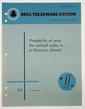 Immagine del venditore per Probability of Error for Optimal Codes in a Gaussian Channel [Bell Monograph] venduto da Kuenzig Books ( ABAA / ILAB )