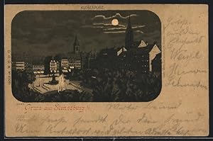 Bild des Verkufers fr Lithographie clair de lune Strassburg, Kleberplatz bei mondheller Nacht zum Verkauf von Bartko-Reher