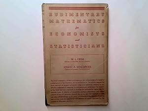 Image du vendeur pour Rudimentary Mathematics for Economists and Statisticians mis en vente par Goldstone Rare Books