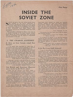 Bild des Verkufers fr Inside the Soviet Zone zum Verkauf von Locus Solus Rare Books (ABAA, ILAB)