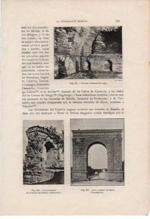 Imagen del vendedor de LAMINA V37068: Termas romanas de Lugo y Arco de Bara a la venta por EL BOLETIN