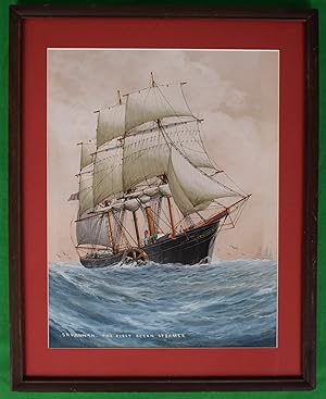 SS Savannah The First Ocean Steamer Watercolor w/ Gouache