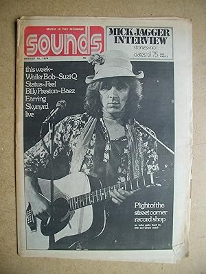 Bild des Verkufers fr Sounds. August 10, 1974. zum Verkauf von N. G. Lawrie Books