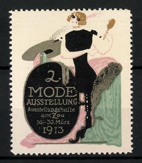 Bild des Verkufers fr Reklamemarke Berlin, 2. Mode-Ausstellung 1913, elegante Frau mit Handspiegel zum Verkauf von Bartko-Reher