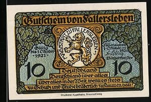 Bild des Verkufers fr Notgeld Fallersleben 1920, 10 Pfennig, Denkmal Hoffmann von Fallersleben zum Verkauf von Bartko-Reher