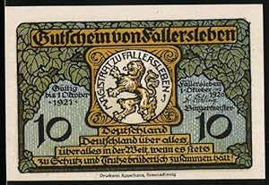 Bild des Verkufers fr Notgeld Fallersleben 1920, 10 Pfennig, Denkmal von Hoffmann von Fallersleben zum Verkauf von Bartko-Reher