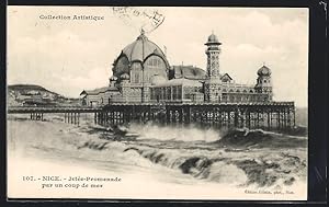 Carte postale Nice, Jetée-Promenade par un coup de mer