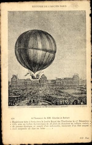 Ansichtskarte / Postkarte Ancien Paris, Honneur de MM Charles und Robert, Ballon