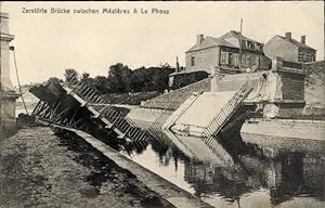 Ansichtskarte / Postkarte Zerstörte Brücke zwischen Mezieres und Le Pheux