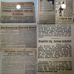 Seller image for Vlkischer Beobachter, Kampfblatt der national-sozialistischen Bewegung Grodeutschlands. - 9. Ausgabe / Reichsausgabe 45. Jahrgang Sonnabend, 9. Januar 1932 * sog. finanzkapitalistische Zeitung F r a n k f u r t e r Z e i t u n g: ihr Handelsredakteur Davidsohn als Direktor der A r b e i t e r b a n k Dieses Buch wird von uns nur zur staatsbrgerlichen Aufklrung und zur Abwehr verfassungswidriger Bestrebungen angeboten (86 StGB) for sale by Galerie fr gegenstndliche Kunst