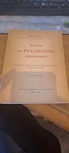 Image du vendeur pour ETUDES DE PSYCHIATRIE SOCIOLOGIQUE SECONDE EDITION mis en vente par LIVREAUTRESORSAS