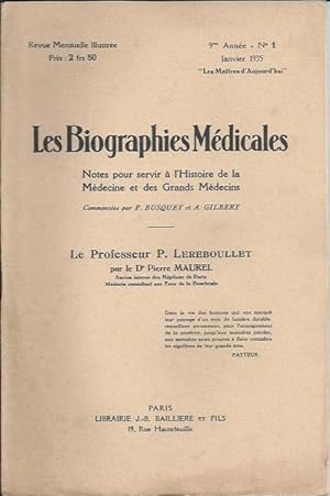 Bild des Verkufers fr Les Biographies Mdicales : Professeur P. Lereboullet zum Verkauf von PRISCA