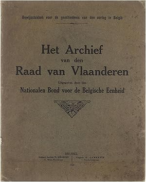 Image du vendeur pour Les archives du Conseil de Flandre : (Raad van Vlaanderen). mis en vente par Untje.com