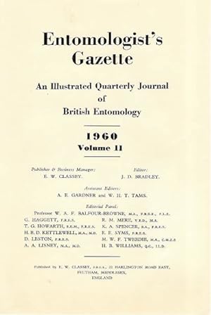 Entomologist's Gazette. Vol. 11 (1960), Title page