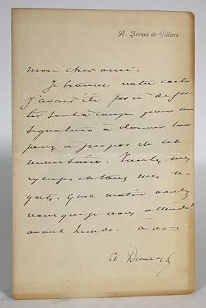 Alexandre Dumas Fils Letter