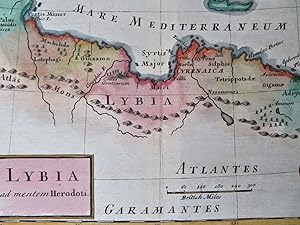 Ancient North Africa Libya Herodotus Berenice Tripoli 1735 Moll engraved map