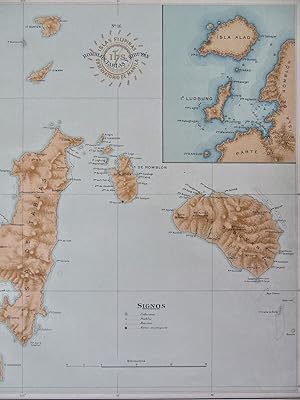 Romblon Tablas & Sibuyan Philippines Filipinas 1900 large color detail map