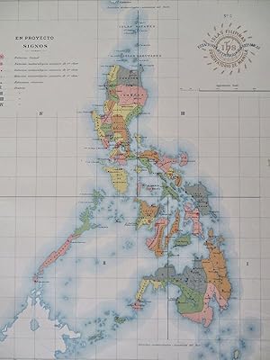 Philippines Filipinas Climate Geology Meteorology 1900 large color detail map