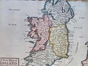 Ireland Dublin Derry Galway Limerick Waterford 1744 Senex engraved map