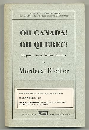 Seller image for Oh Canada! Oh Quebec!: Requiem for a Divided Country for sale by Between the Covers-Rare Books, Inc. ABAA