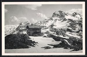 Bild des Verkufers fr Ansichtskarte Ingolstdter Haus, Berghtte mit Steinernem Meer im Winter zum Verkauf von Bartko-Reher