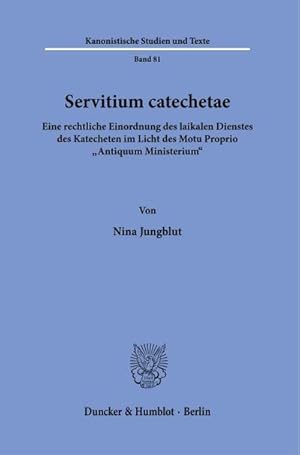 Bild des Verkufers fr Servitium catechetae. zum Verkauf von Wegmann1855