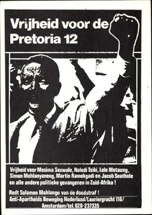 Ansichtskarte / Postkarte Südafrika, Anti-Apartheid,Vrijheid voor de Pretoria 12,Mosima Sexwale, ...