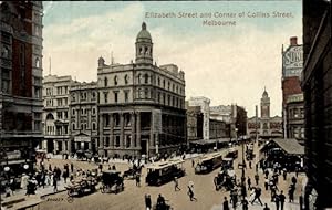 Ansichtskarte / Postkarte Melbourne Australien, Elizabeth Street und Ecke Collins Street