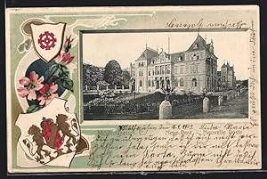 Präge-Carte postale Mülhausen, Neue Post, armoiries, Passepartout