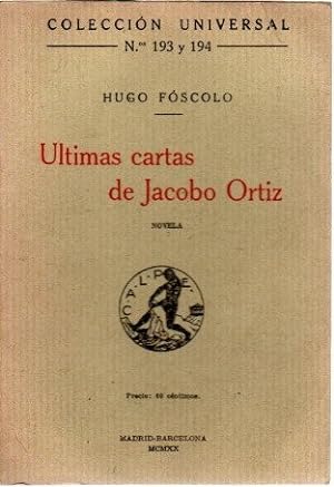 Immagine del venditore per ltimas cartas de Jacobo Ortiz . venduto da Librera Astarloa