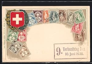 Ansichtskarte Schweizer Briefmarken, Wappen, Marken-Haus Mano Katz