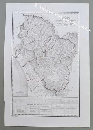 LUCCA, Toscana, 1845."CARTA OROGRAFICA E IDROGRAFICA DEL DUCATO DI LUCCA". Z. Orlandini.