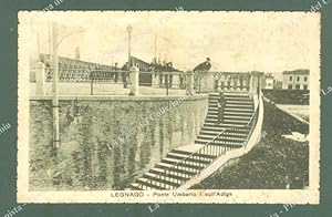 Seller image for Veneto. LEGNAGO, Verona. Ponte Umberto Sull'Adige. Cartolina d'epoca viaggiata nel 1921. for sale by La Casa del Collezionista