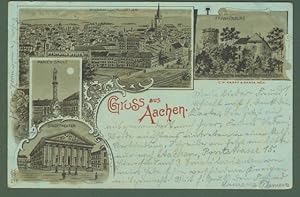 GERMANIA. Gruss aus Aachen. Cartolina d'epoca viaggiata nel 1899